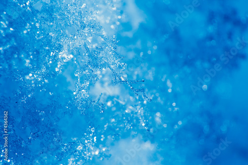 Detail of ice crystal and snowflakes