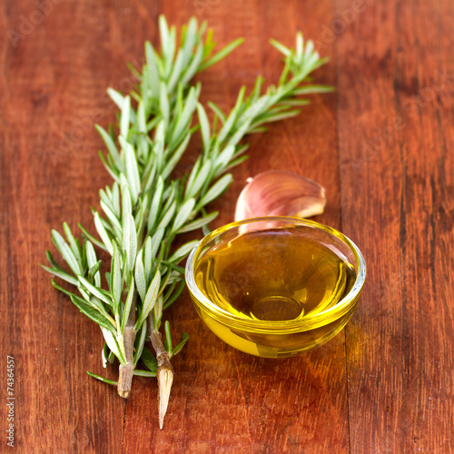 olive oil with garlic and rosemary