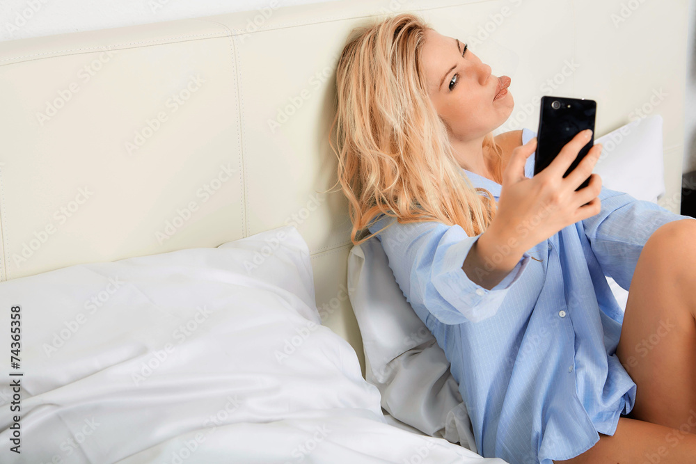 beautiful young woman talking on the phone