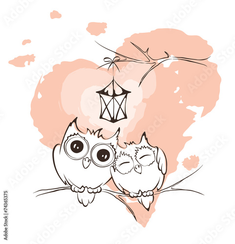 Valentine card - love owls