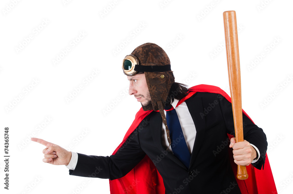 Man wearing red clothing in funny concept Man wearing red clothing in funny concept