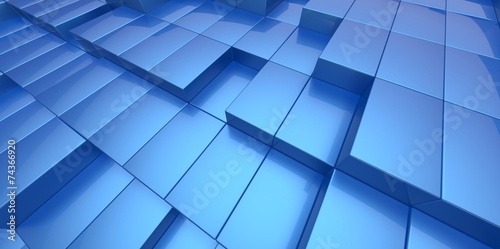 Abstract blue azzure background of 3d blocks photo