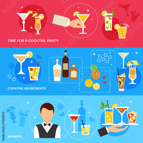 Alcohol Cocktails banner set