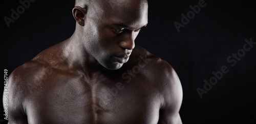 Shirtless african male model