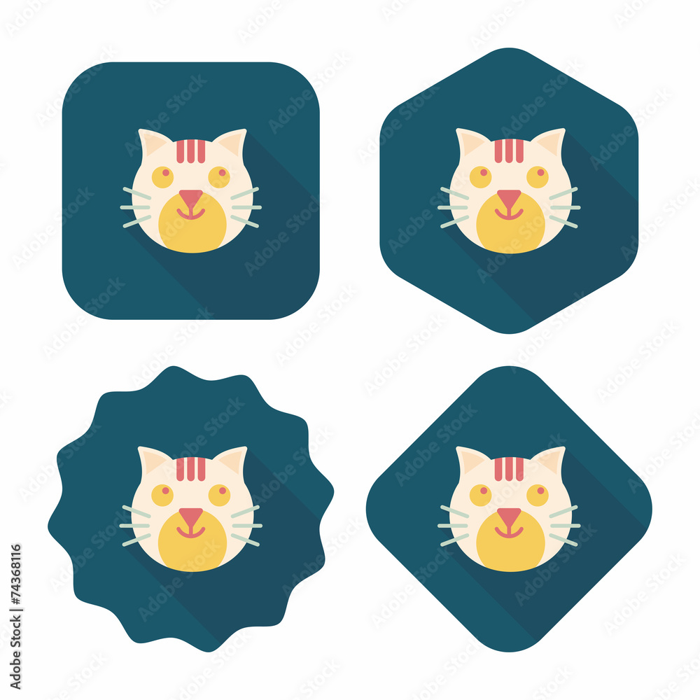 Pet cat flat icon with long shadow,eps10 Pet cat flat icon with long shadow,eps10
