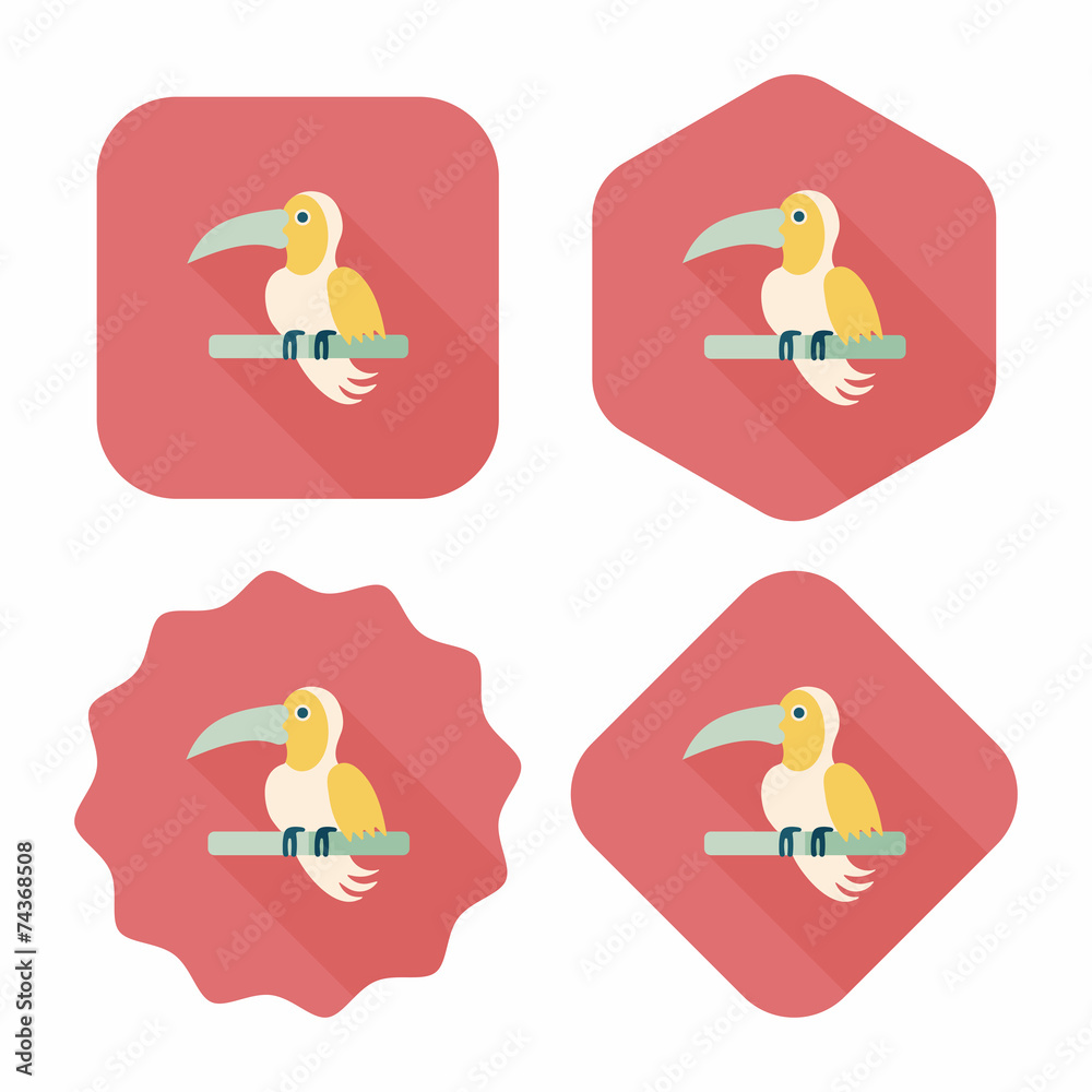 Pet parrot flat icon with long shadow, eps10 Pet parrot flat icon with long shadow, eps10