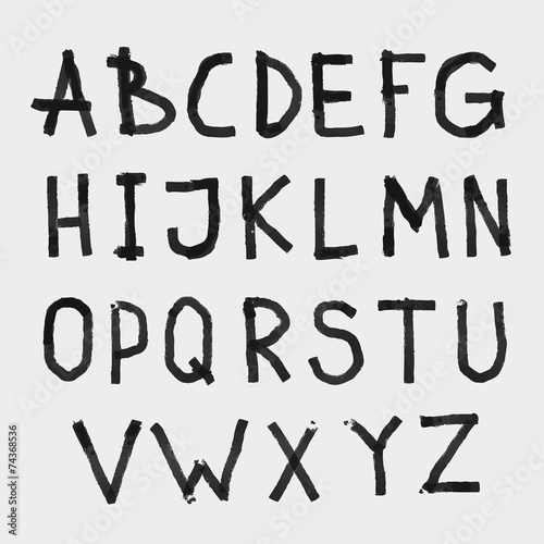 Hand drawing rough textured chalk abc alphabet font