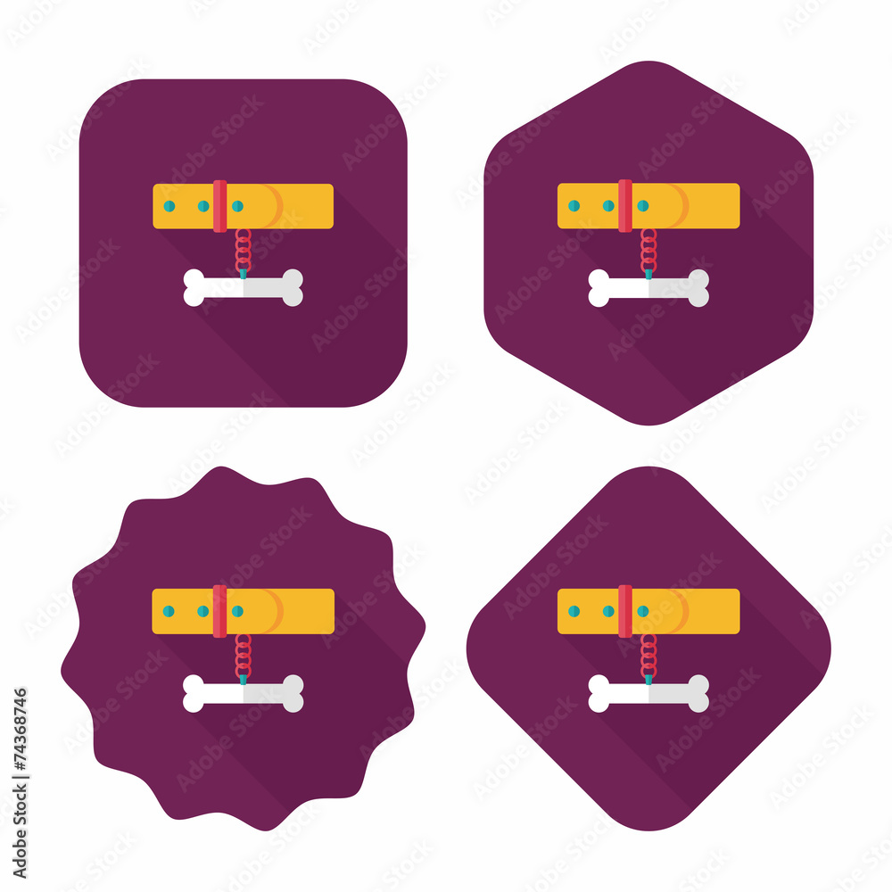 Pet dog chains flat icon with long shadow,eps10 Pet dog chains flat icon with long shadow,eps10