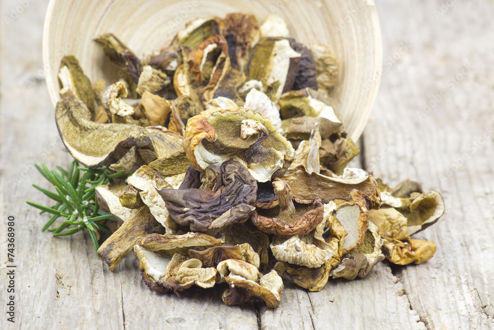 dried mushrooms in a bowl dried mushrooms in a bowl
