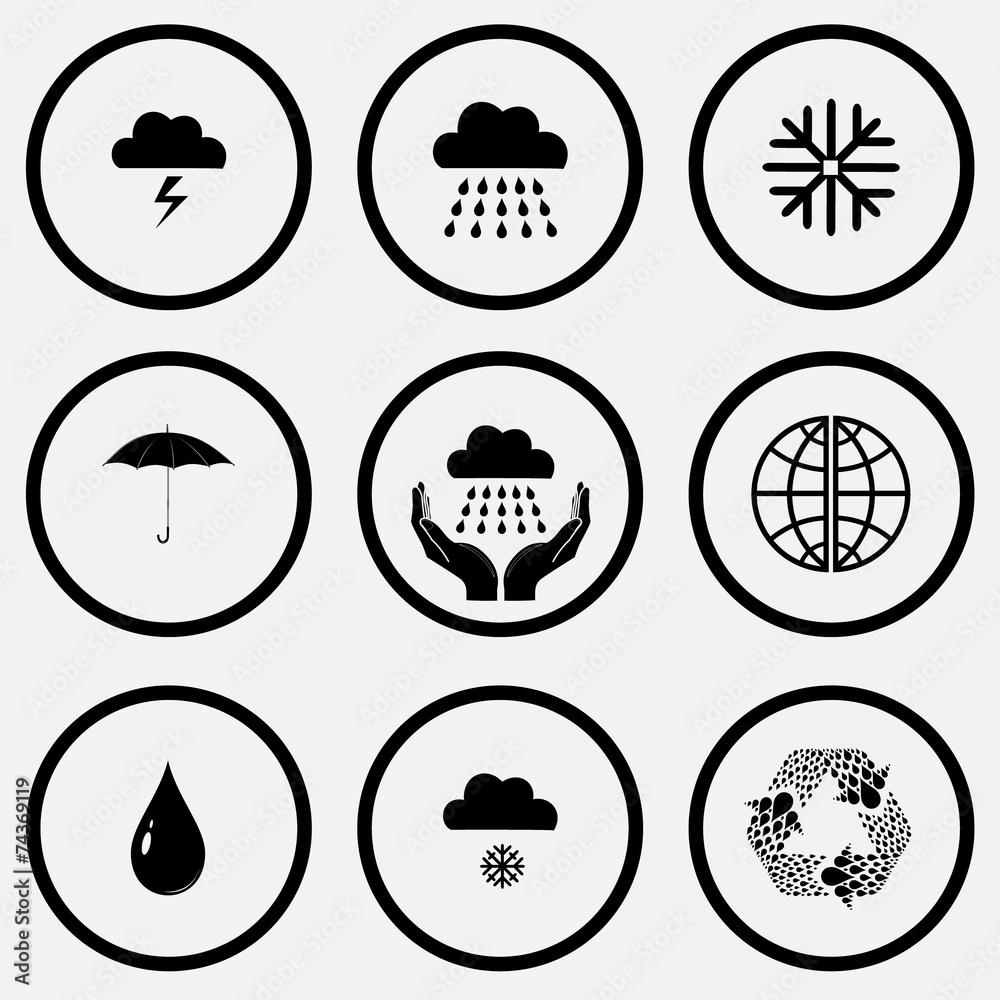 thunderstorm, rain, snowflake, umbrella, weather in hands, globe thunderstorm, rain, snowflake, umbrella, weather in hands, globe