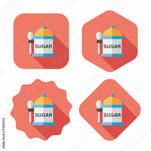 kitchenware sugar flat icon with long shadow,eps10
