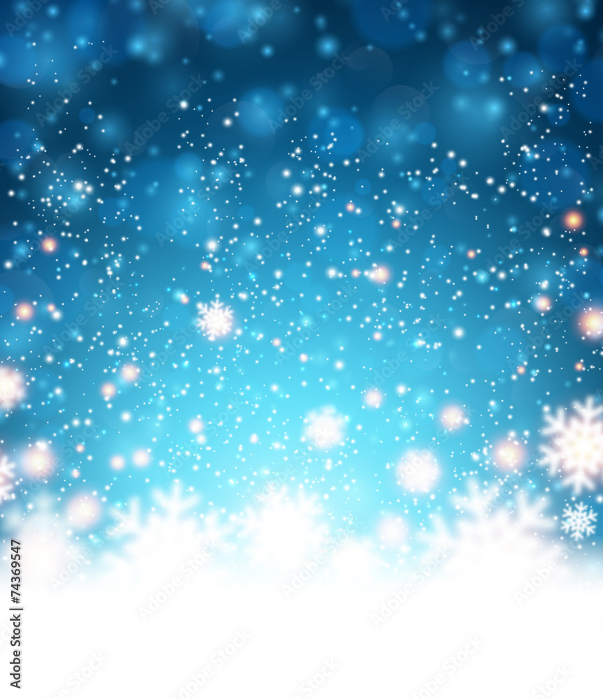 Christmas background with fallen snowflakes.