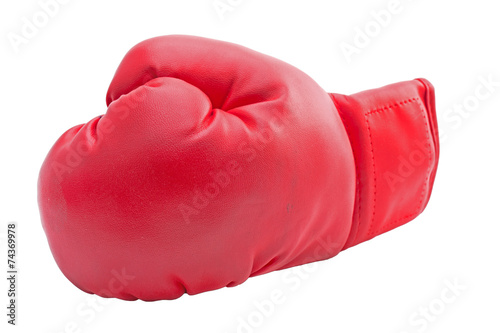 Red boxing gloves isolated on white background © GUAN JIANGCHI