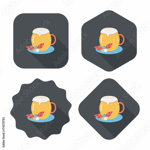 hot milk cream coffee flat icon with long shadow,eps10