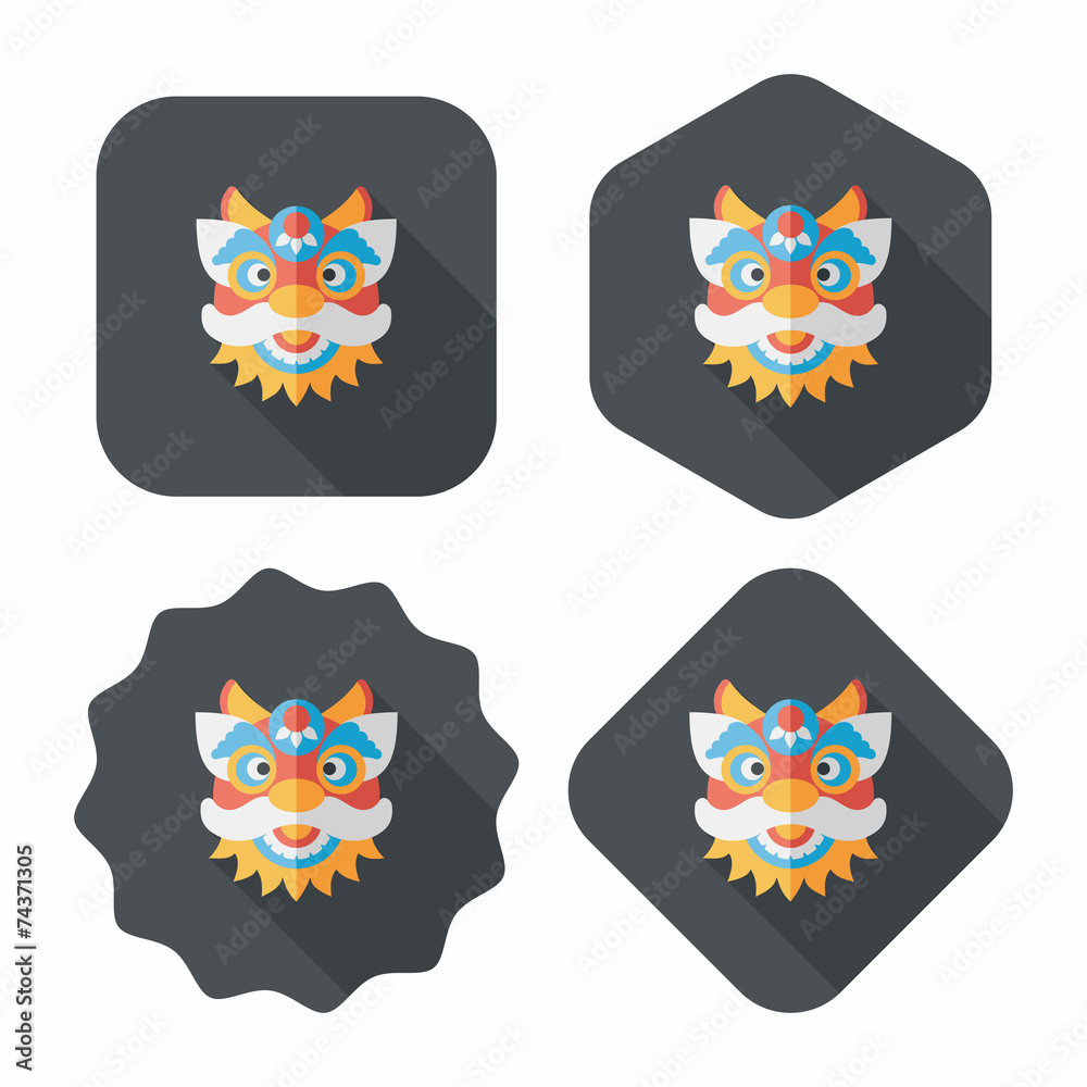Chinese New Year flat icon with long shadow,eps10,The dragon and Chinese New Year flat icon with long shadow,eps10,The dragon and