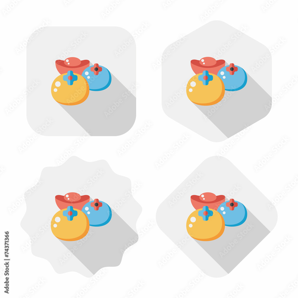 Chinese New Year flat icon with long shadow, eps10, Chinese luck