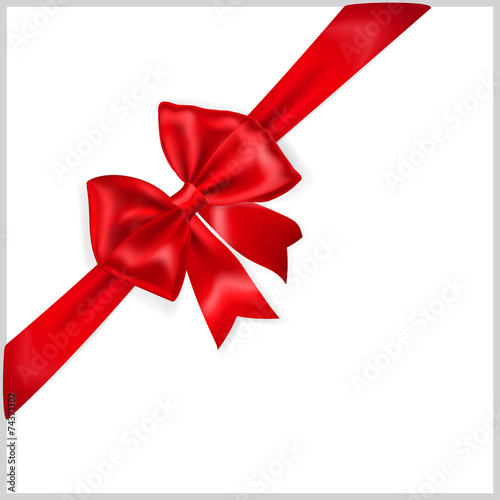 Red bow with diagonally ribbon