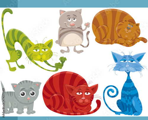 funny cats cartoon illustration set #74371349
