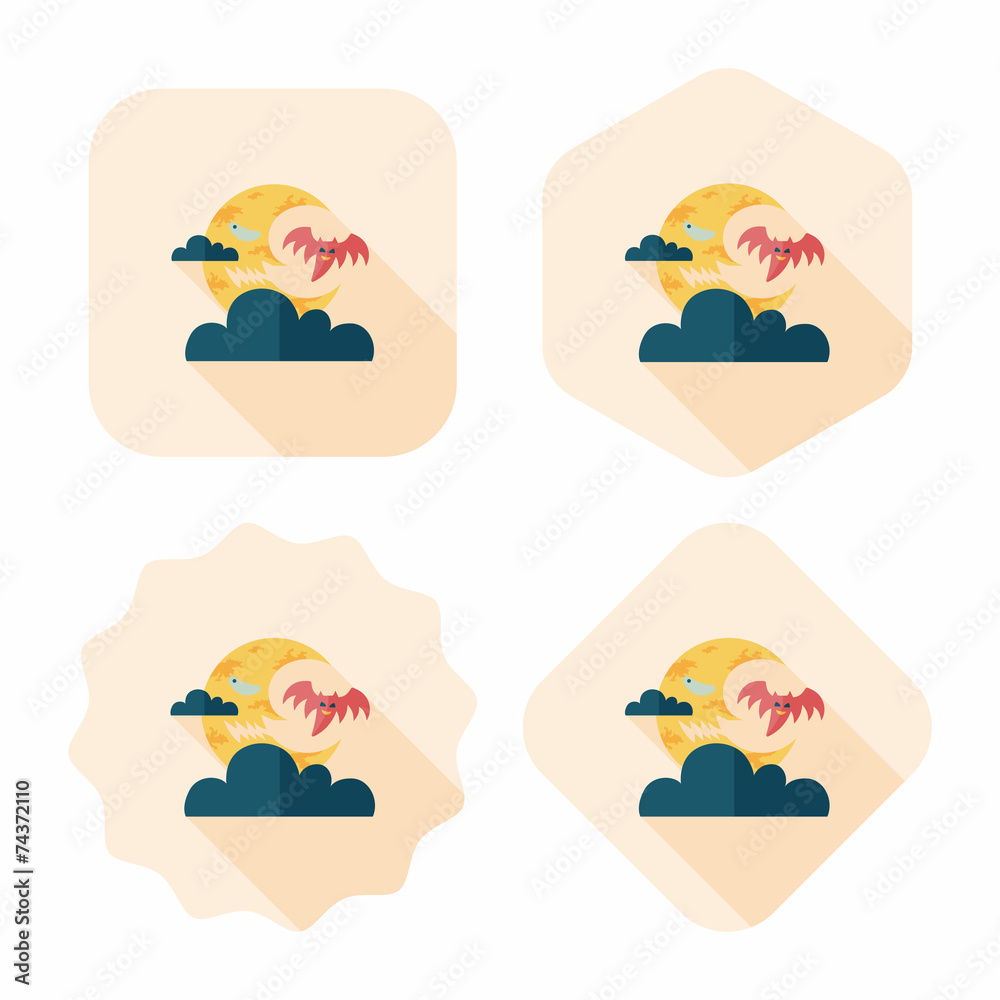 Halloween moon flat icon with long shadow,eps10 Halloween moon flat icon with long shadow,eps10