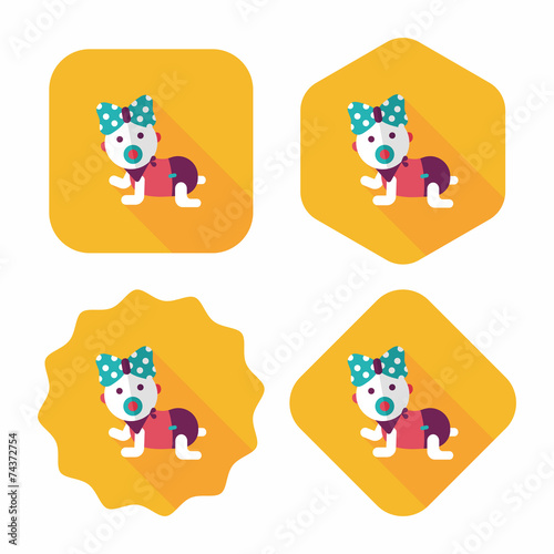 baby rattle flat icon with long shadow,eps10
