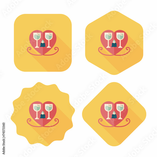 Valentine's day champagne flat icon with long shadow,eps10