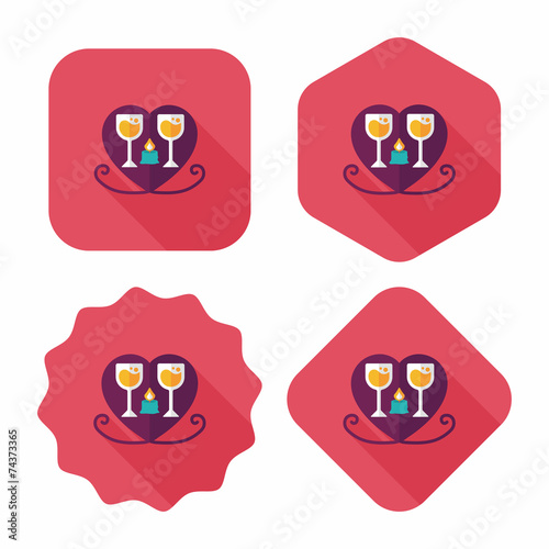 Valentine's day champagne flat icon with long shadow,eps10