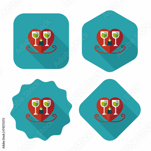 Valentine's day champagne flat icon with long shadow,eps10