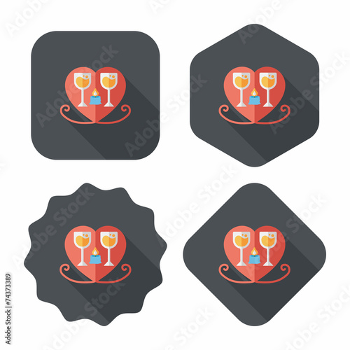 Valentine's day champagne flat icon with long shadow,eps10