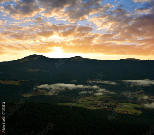 Sunset over the Bavarian Forest National Park