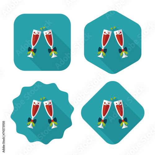 Valentine's day champagne flat icon with long shadow,eps10