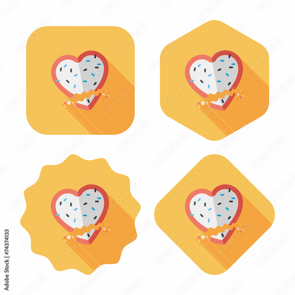 Valentine's Day cookie flat icon with long shadow,eps10