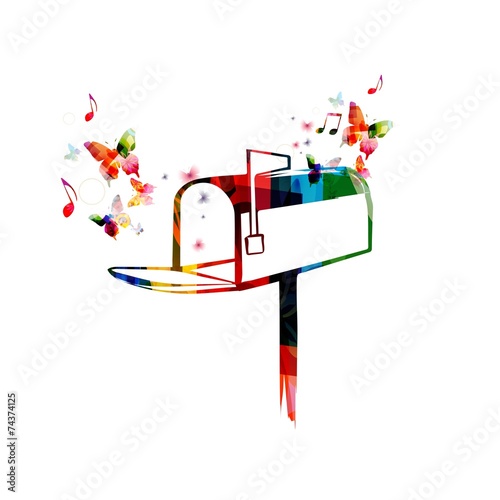 Colorful mail box design with butterflies