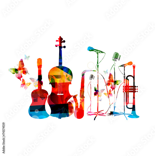 Colorful musical instruments background