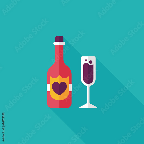 wedding champagne flat icon with long shadow,eps10