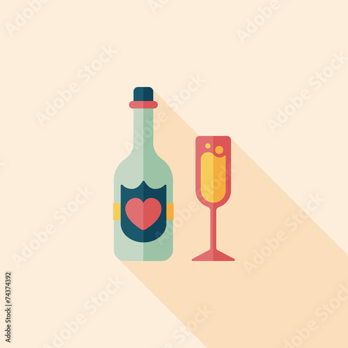 wedding champagne flat icon with long shadow,eps10