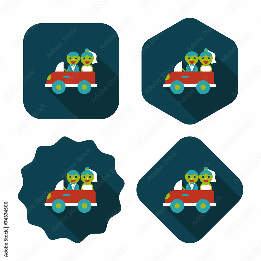 wedding car flat icon with long shadow, eps10