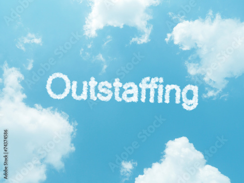 cloud words with design on blue sky background photo