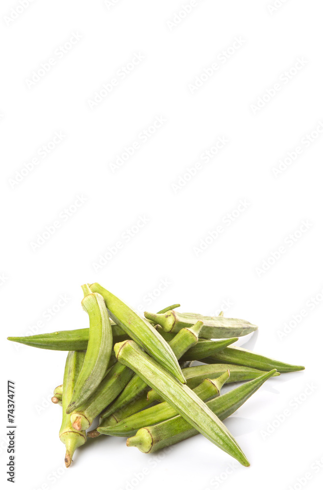 Okra or ladies' fingers vegetables over white background Okra or ladies' fingers vegetables over white background
