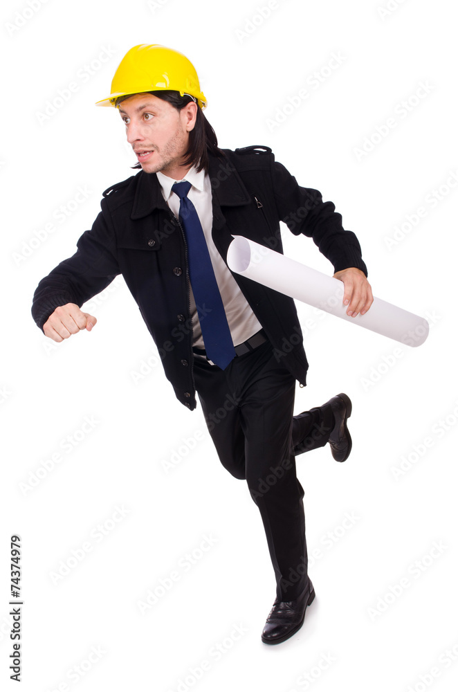 Young construction architect isolated on the white Young construction architect isolated on the white