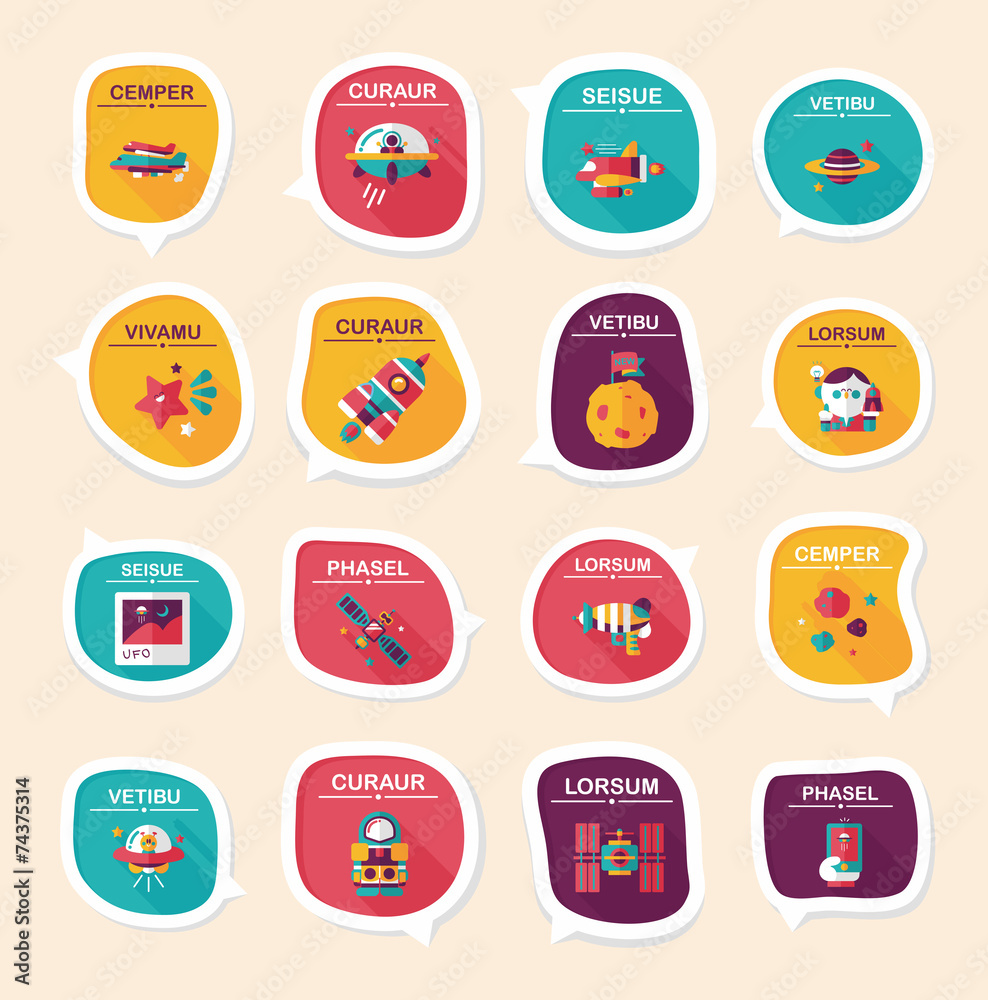Space speech bubble flat design background set, eps10 Space speech bubble flat design background set, eps10
