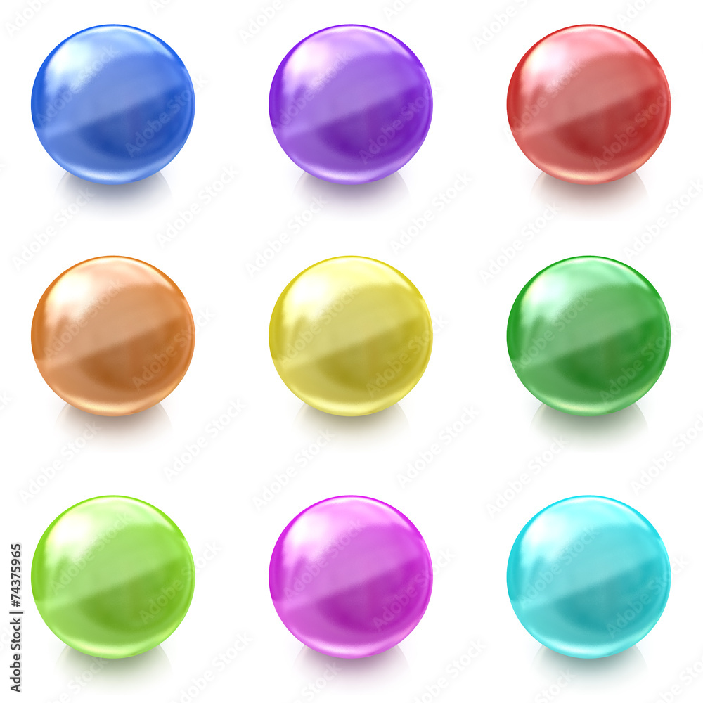 Set of colorful glass balls on white background Set of colorful glass balls on white background