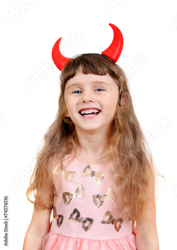 Little Girl with Devil Horns