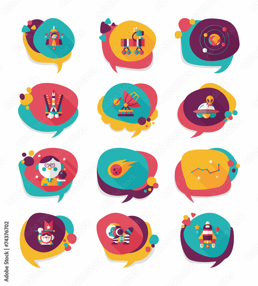Space speech bubble flat design background set, eps10 Space speech bubble flat design background set, eps10