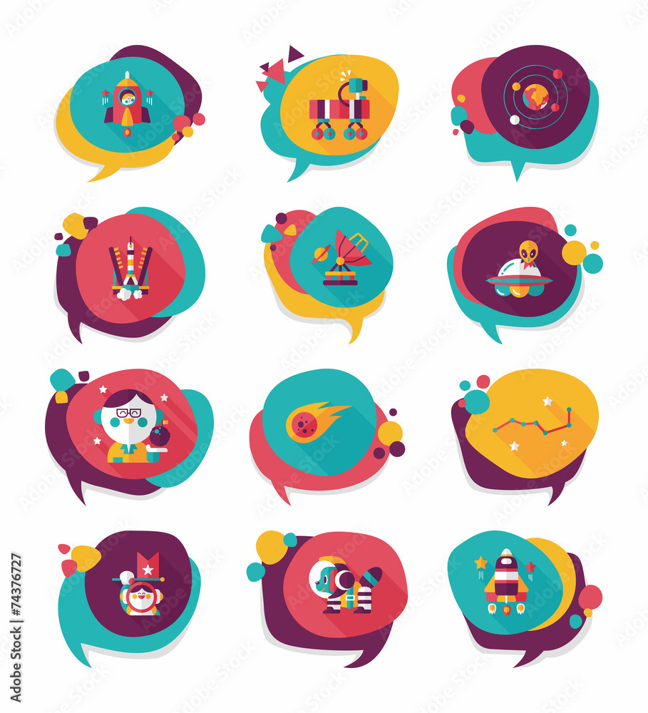 Space speech bubble flat design background set, eps10 Space speech bubble flat design background set, eps10