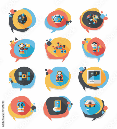 Space speech bubble flat design background set, eps10