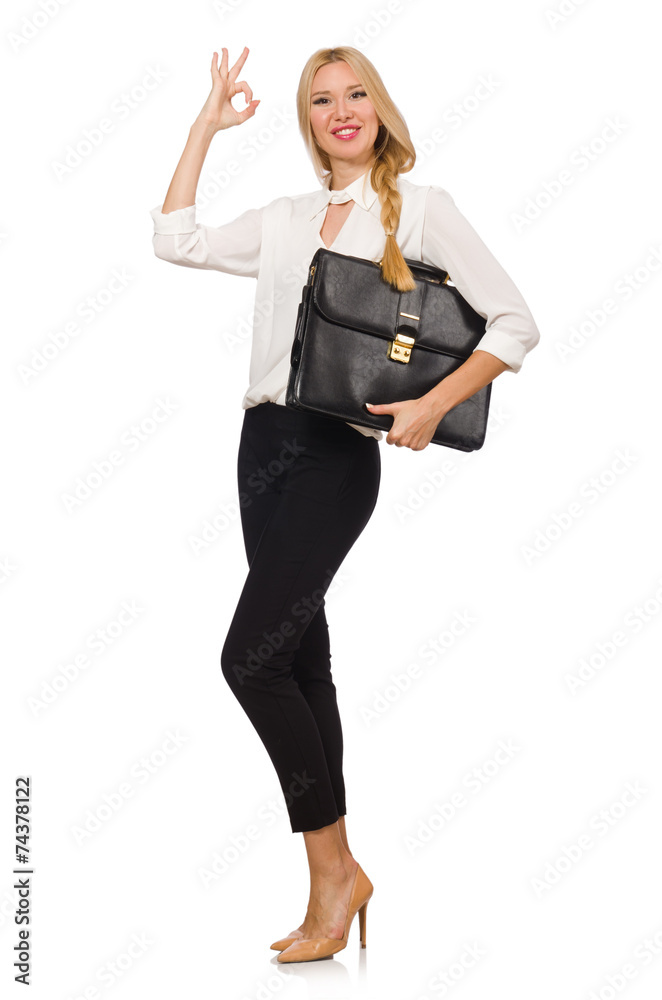 Businesswoman in business concept isolated on white
