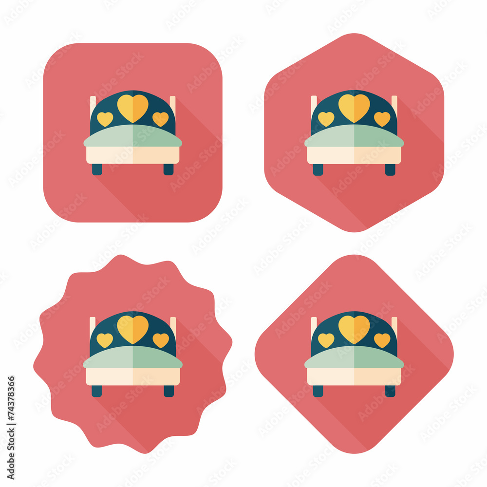 wedding couple bed flat icon with long shadow,eps10 wedding couple bed flat icon with long shadow,eps10