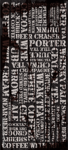 Poster, decorative panel inscriptions about different drinks.