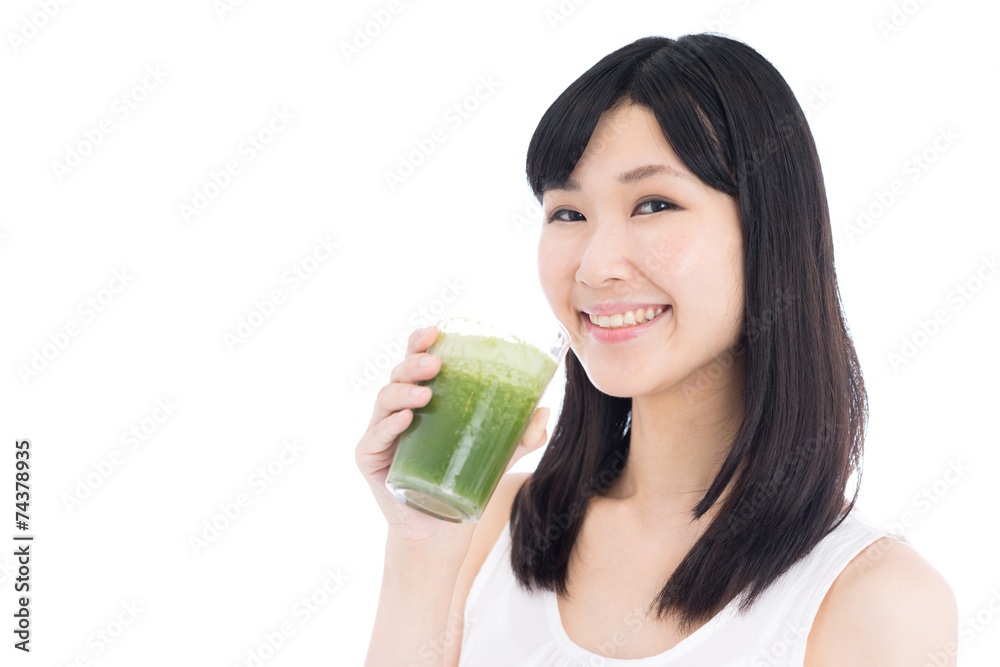 スムージーを飲む女性 スムージーを飲む女性
