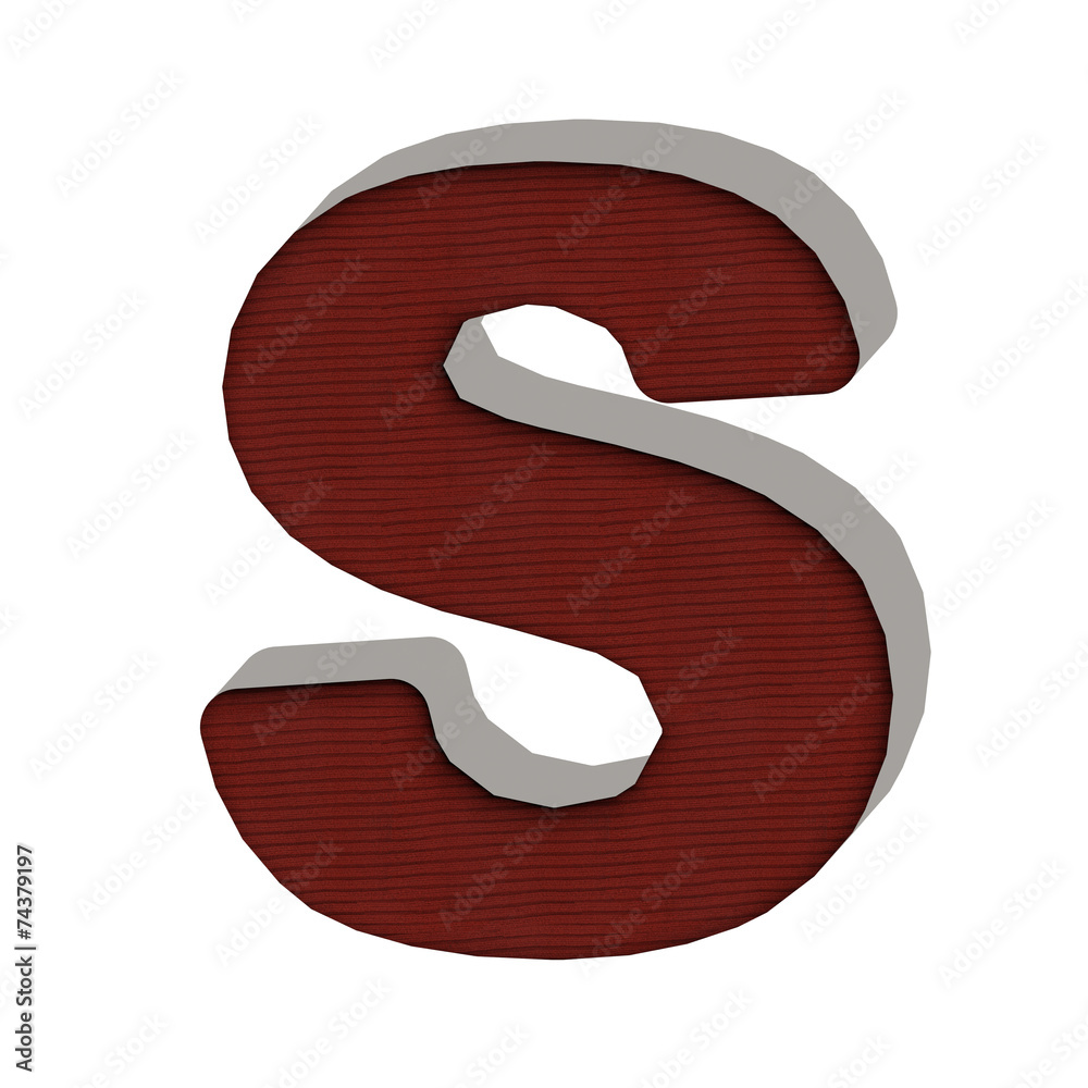 S lettera lana maglione 3d in tessuto, isolata su sfondo bianco S lettera lana maglione 3d in tessuto, isolata su sfondo bianco